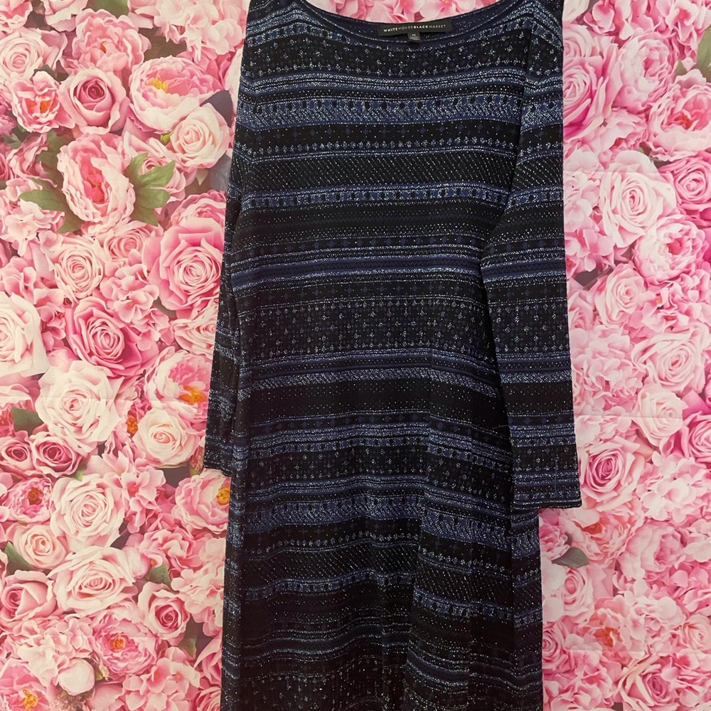 White House Black Market Long Sleeve Patterned Dress